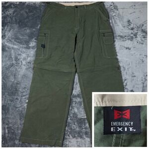 Emergency Exit Mens‎ Convertible Cargo Pants Olive Green Zip Off 38x32 Hiking